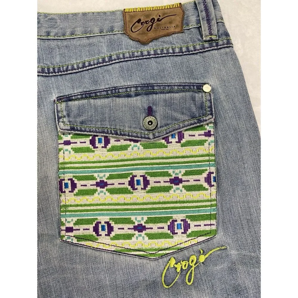 COOGI Authentic Australian Embroidered Front‎ Denim Jean Pant Mens 44x35